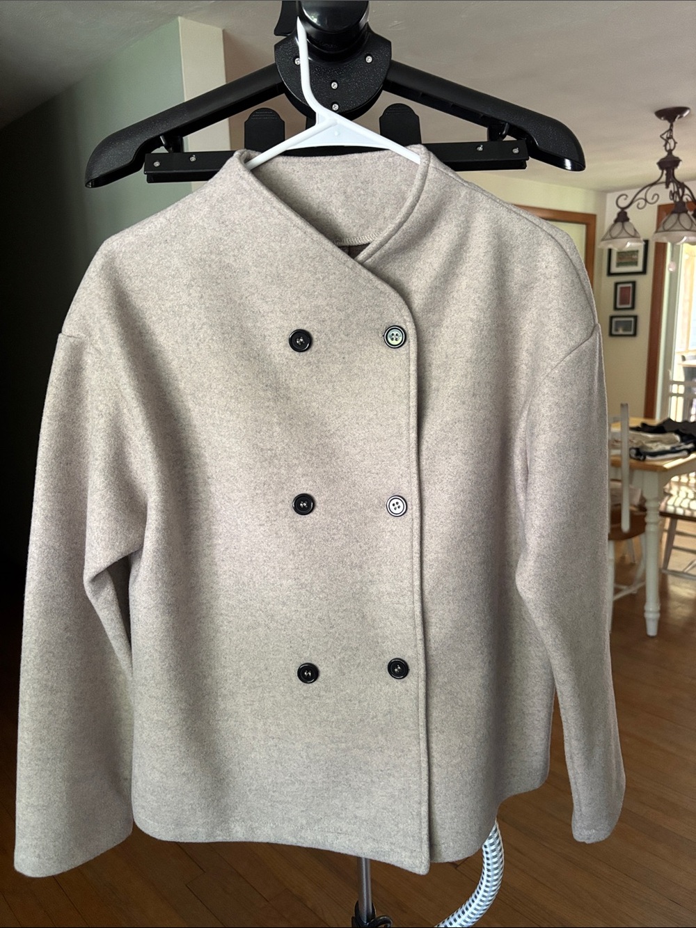 SHEIN Beige Double-Breasted Wool-Blend Jacket